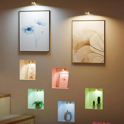 3Pcs Wireless RGB Picture Light Rechargeable LED Art Display Light for Picture Frame Paintings Gold