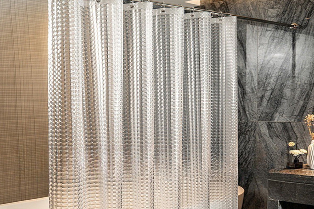 PEVA Shower Curtain Liner with Grommets and Hooks - Clear