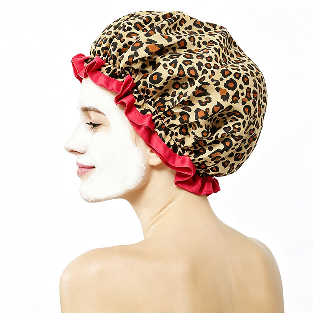 4 Pack Shower Caps Reusable Bathroom Hair Cover for Women Elastic Waterproof