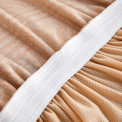 Soft Couch Cover with Skirt Ruffled Stretch Sofa Cover -Beige