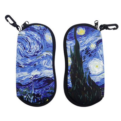 Glasses Case Scratch-Resistant Zipper Sunglasses Pouch for Travel-Blue