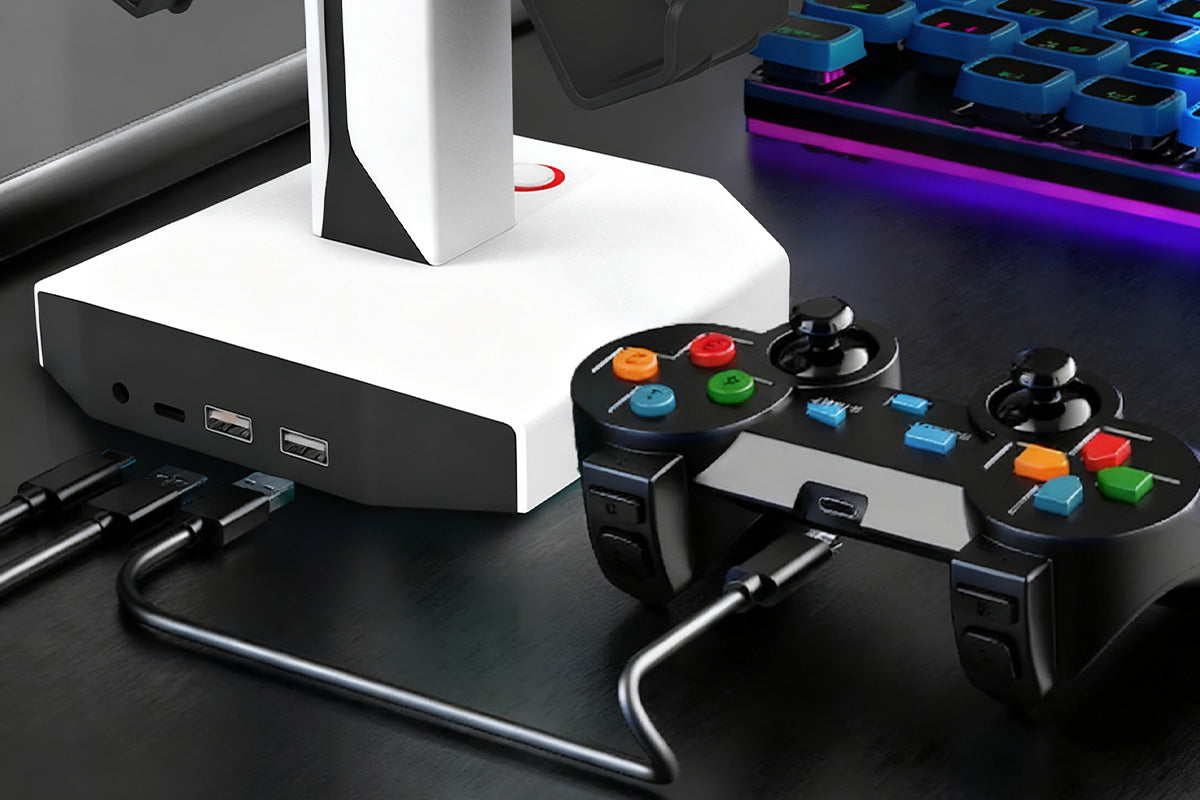 RGB Game Controller Holder Desktop Headset Stand With 9 Light Modes