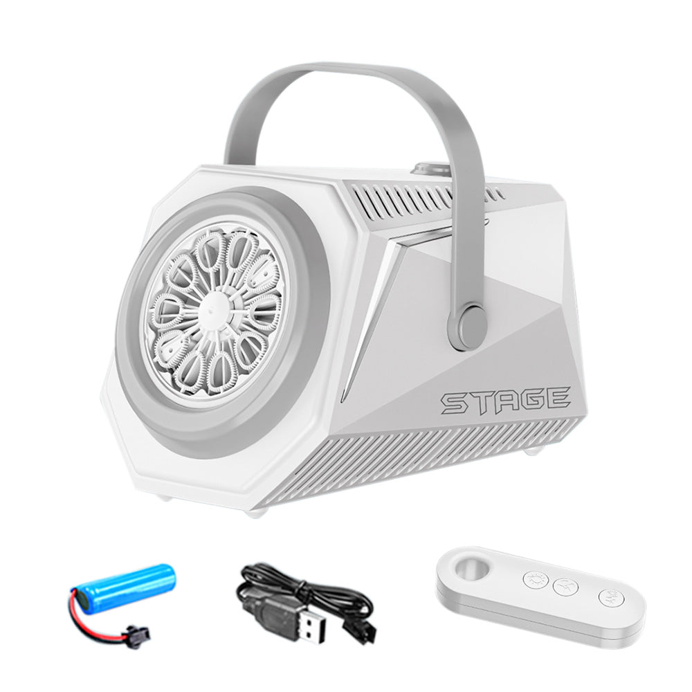 Bubble Machine Automatic Blower Remote Control LED Light for Parties Wedding-White