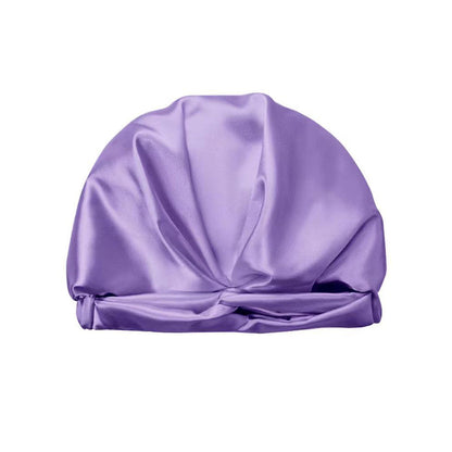 Simulated Silk Standard Pillow Case with Sleeping Bonnet Hair Scrunchy for Hair and Skin Protection Purple