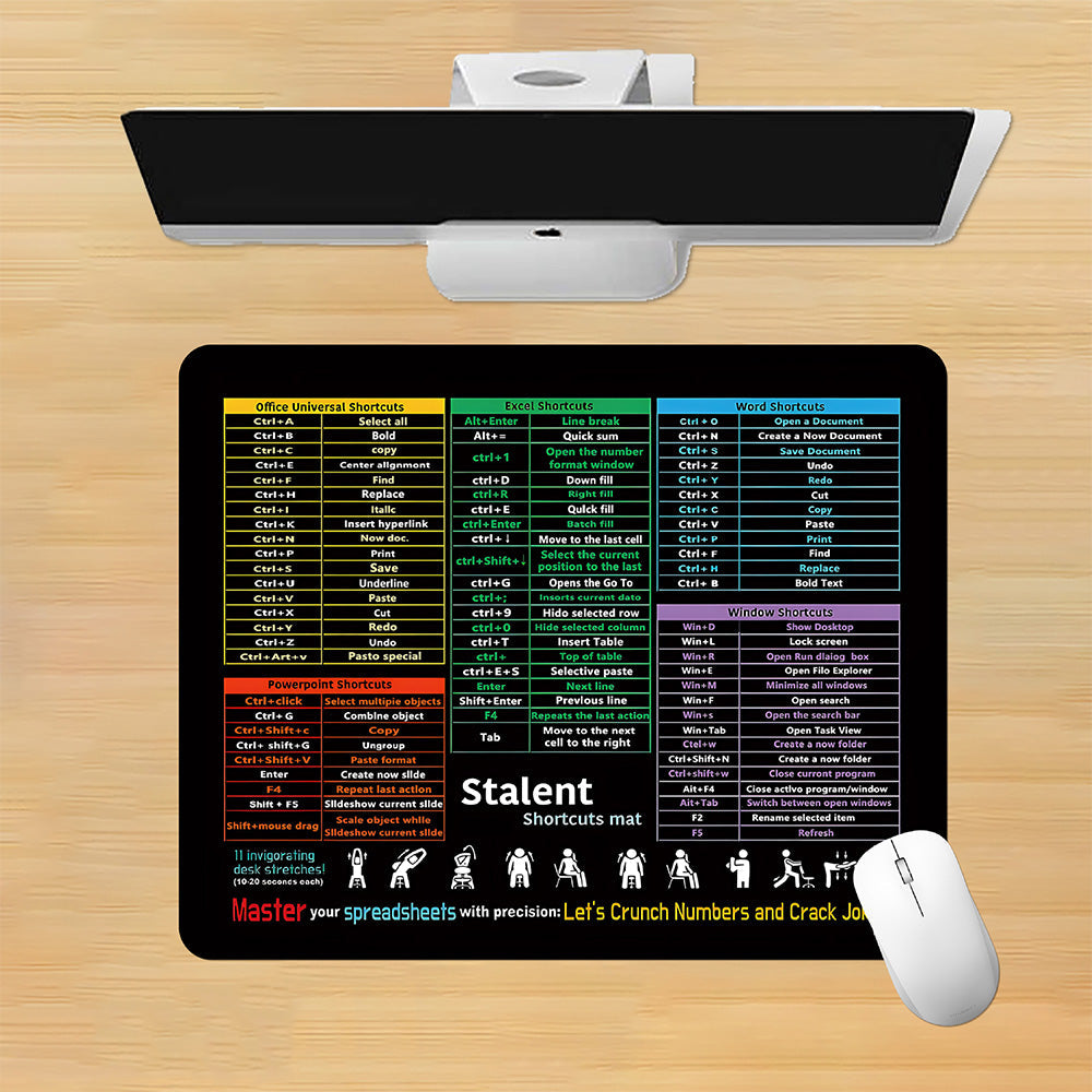 2Pcs Small Excel Cheat Sheet Shortcuts Computer Mouse Pads  Excel Word PowerPoint Windows Shortcuts Desk Pads