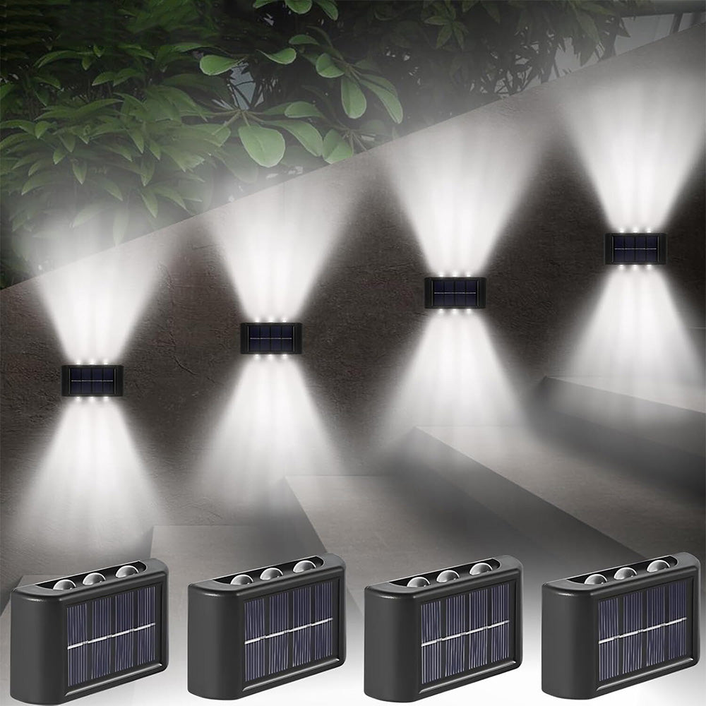 6 LED Solar Wall Light ââ‚?Waterproof Outdoor Fence Light with Convex Lens White Light
