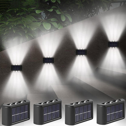 6 LED Solar Wall Light ââ‚?Waterproof Outdoor Fence Light with Convex Lens White Light