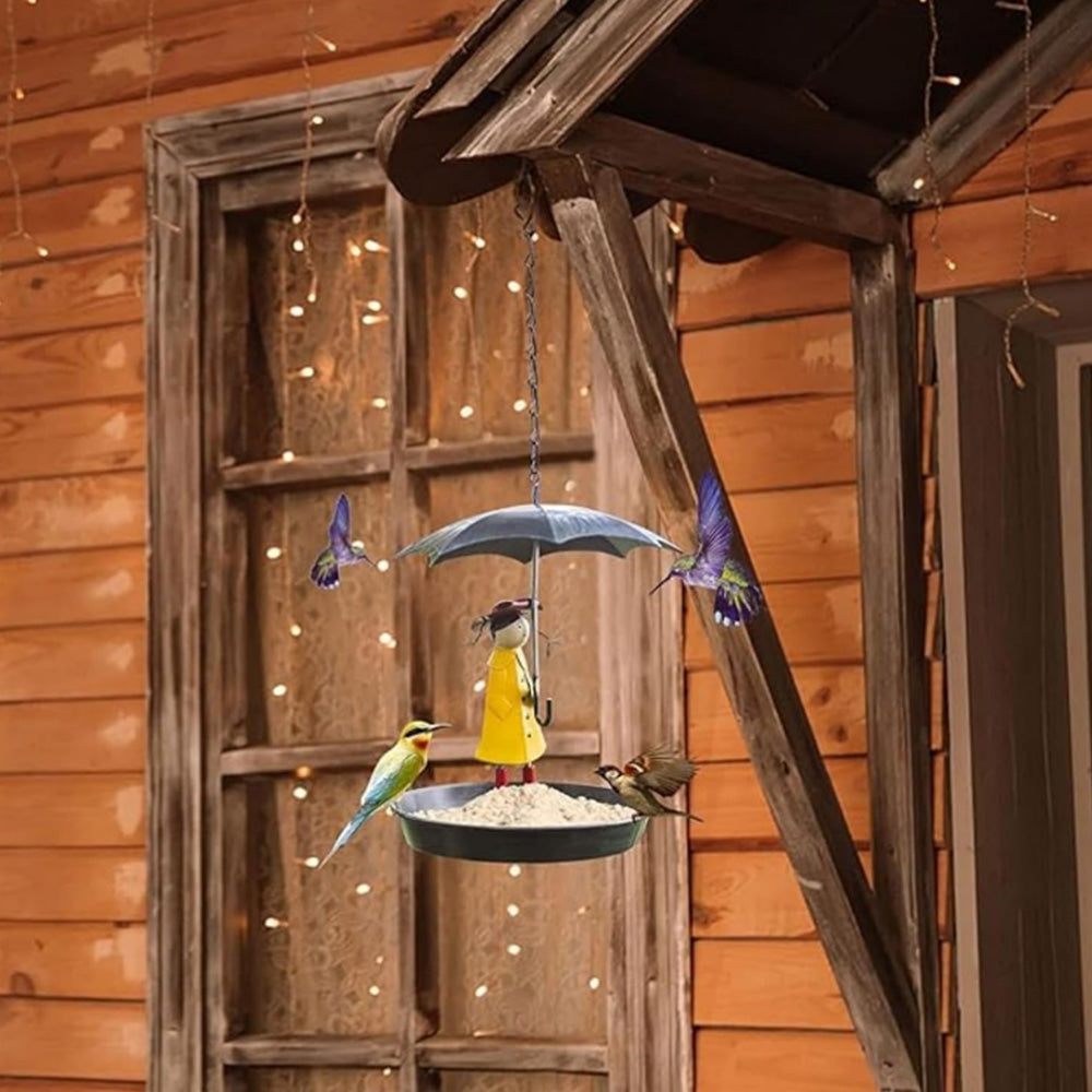 Umbrella Girl Garden Bird Feeder Ornament Hanging Outdoor Decor Home Garden Decor