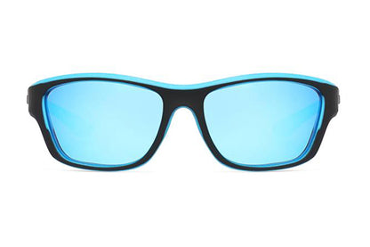 Men Sunglasses Polarized Glasses Fishing Wrap Around Eyewear with Strap and Zippered Case-Blue