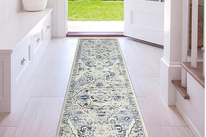 2Pcs Boho Anti-Fatigue Kitchen Mats Non-Slip Cushioned for Kitchen Sink Laundry -Navy Blue