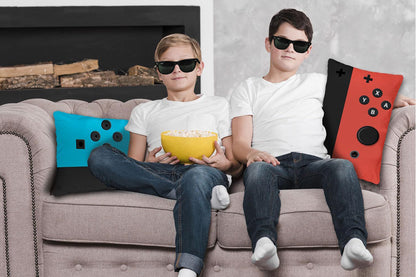 4Pcs Soft Gaming Throw Pillow Case Cushion Cover Polyester Gaming Decorative Pillowcase-Blue And Red