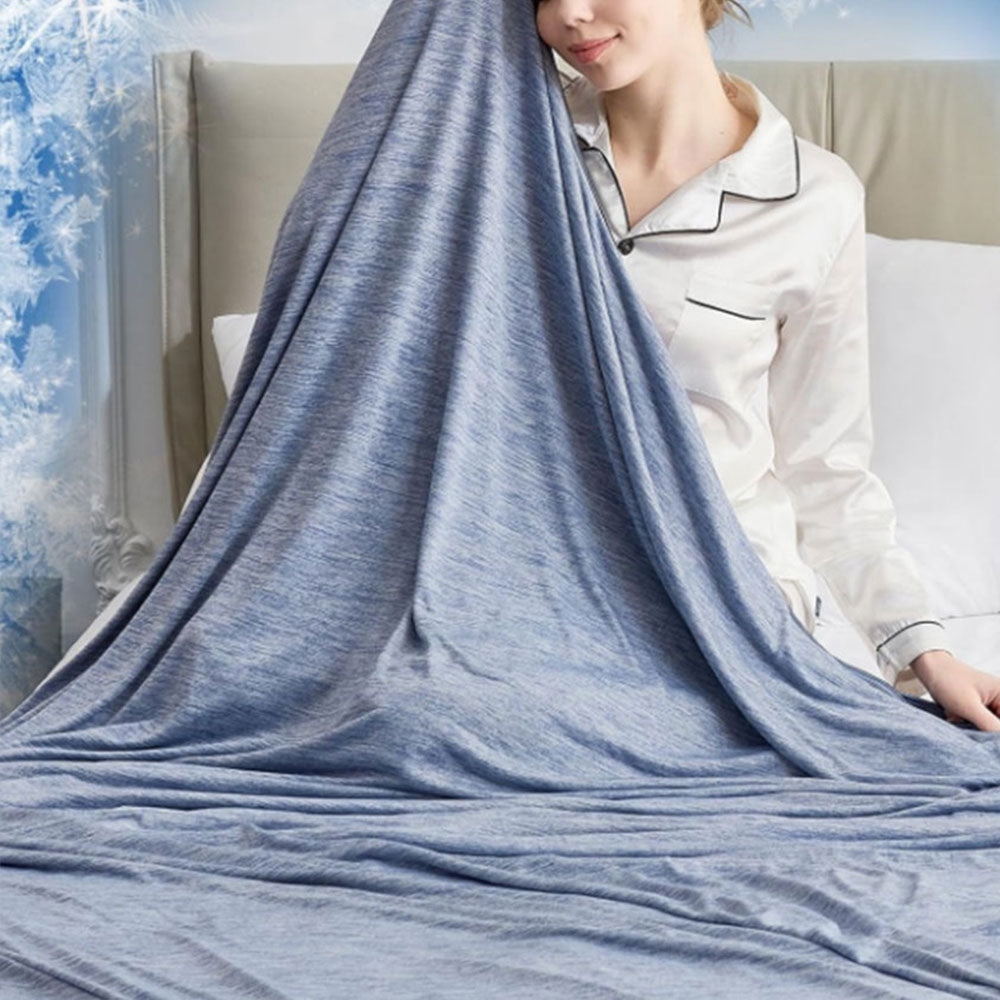 Double Side Cooling Blanket Soft Breathable Summer Blanket for Hot Sleepers Night Sweats Blue