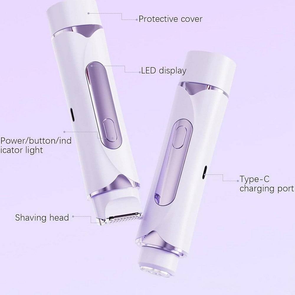 2-in-1 Electric Shaver and Bikini Trimmer with LED Display Facial Hair Remover-Purple