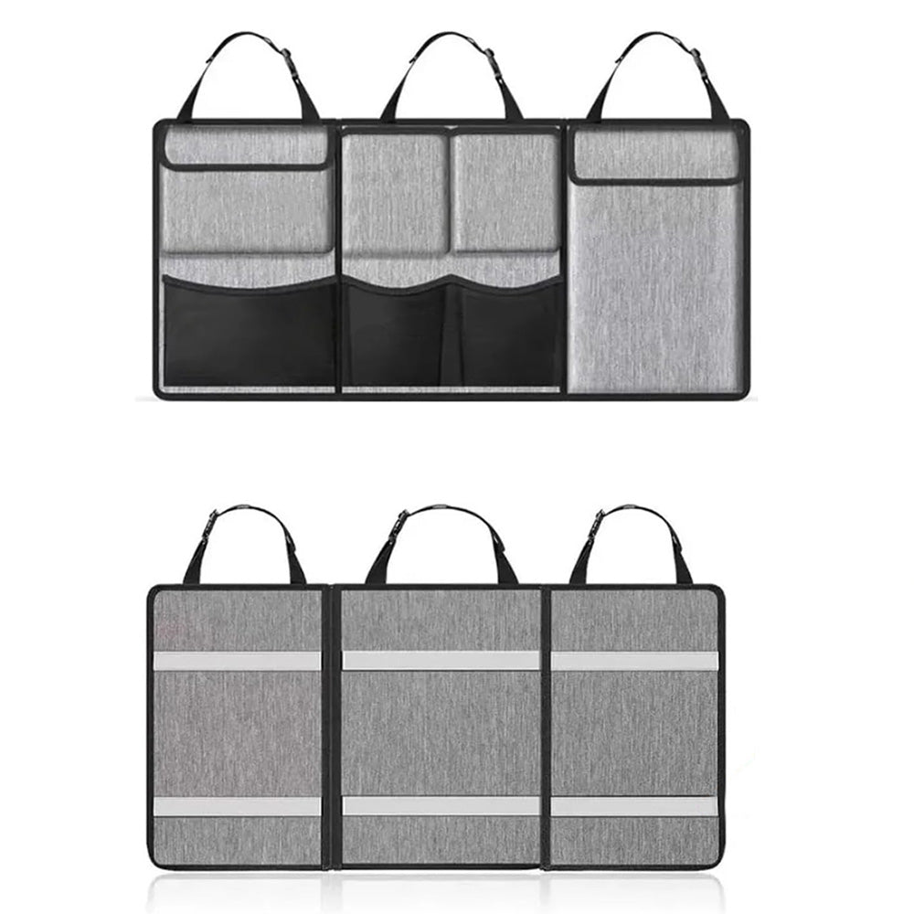 Large Capacity Car Trunk Organizer with Zippers ââ‚?Backseat Storage Grey