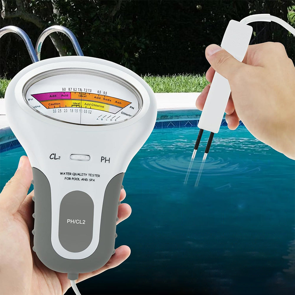 2-in-1 Swimming Pool Water Tester Handheld Chlorine and PH Meter