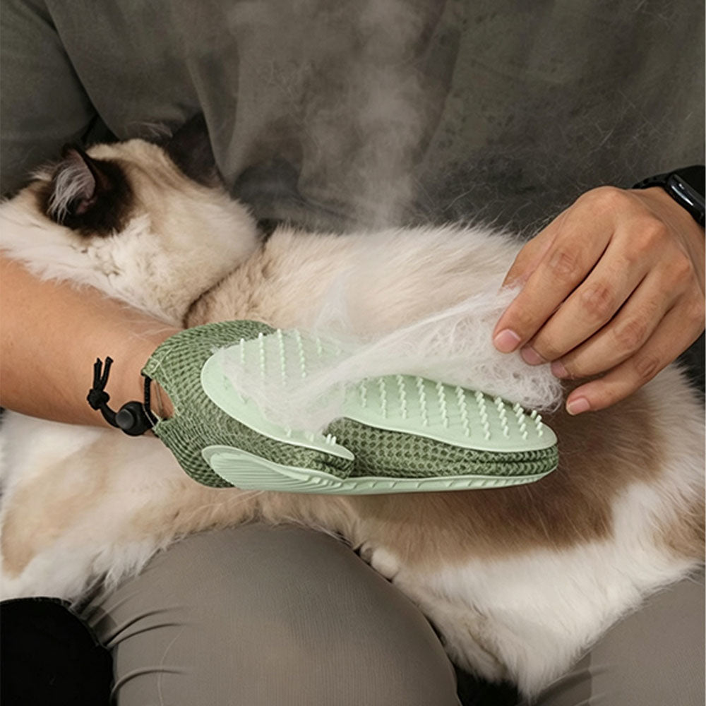 USB Spray Pet Grooming Glove for Cats Dogs - Light Green