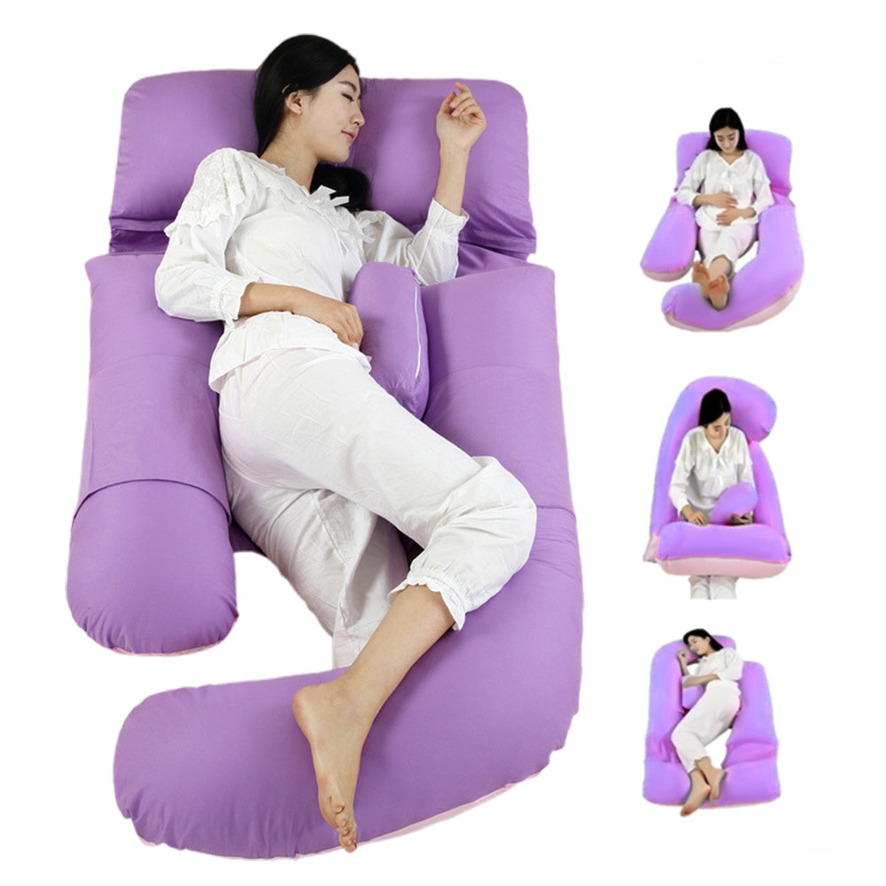 G-shape Pregnancy Pillows for Sleeping Full Body Maternity Support Pillow for Back Legs Belly HIPS Purple and Pink