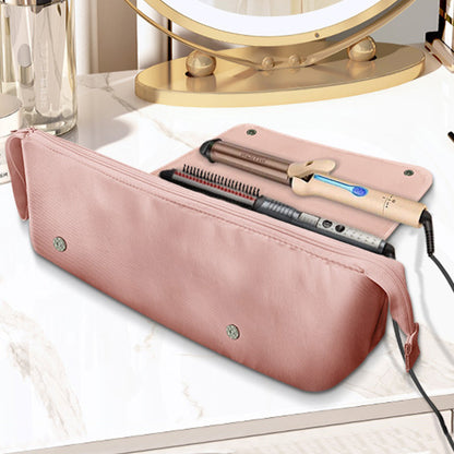 Portable Hair Tools Organizer Travel Bag withHeat Resistant Mat for Flat Irons Hair Straighteners Pink