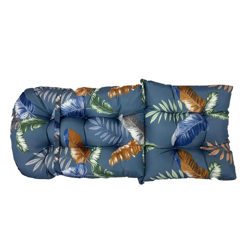 High Back Rocking Chair Cushion Water Resistant Outdoor Seat Pad-Blue