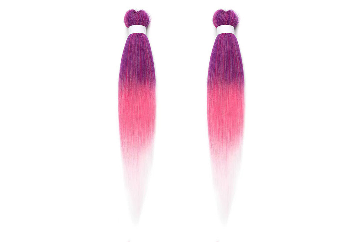 4Pcs Pre Stretched Hair Extensions Synthetic Hair Extension for Cosplay-Purple