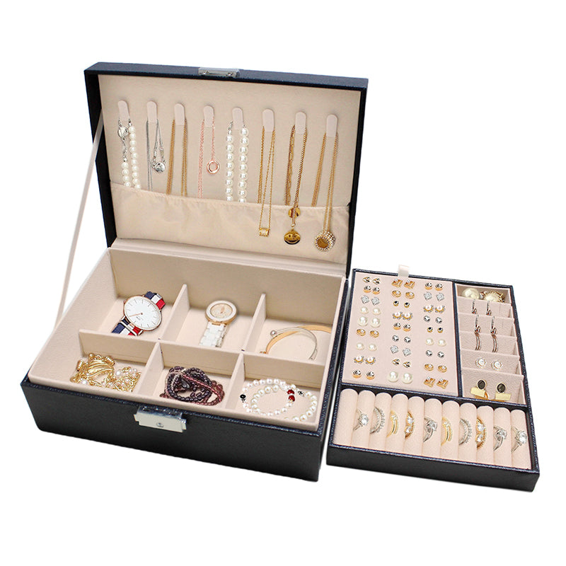 Mini Portable Travel Jewelry Box Double Layer Jewelry Organizer