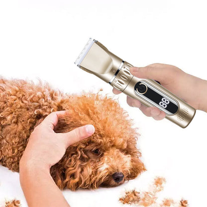 Electric Dog Cat Grooming Kit Cordless Pet Hair Shaver Scissors Clippers Trimmer Gold