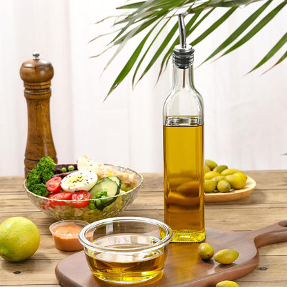 Glass Olive Oil Bottle Dispenser Oil And Vinegar Cruet With Pourers And Funnel -Clear