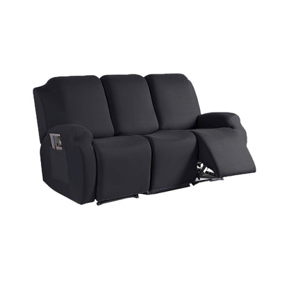Full Wrapped Stretch Recliner Chair Cover Elastic Recliner Sofa Slipcover Black