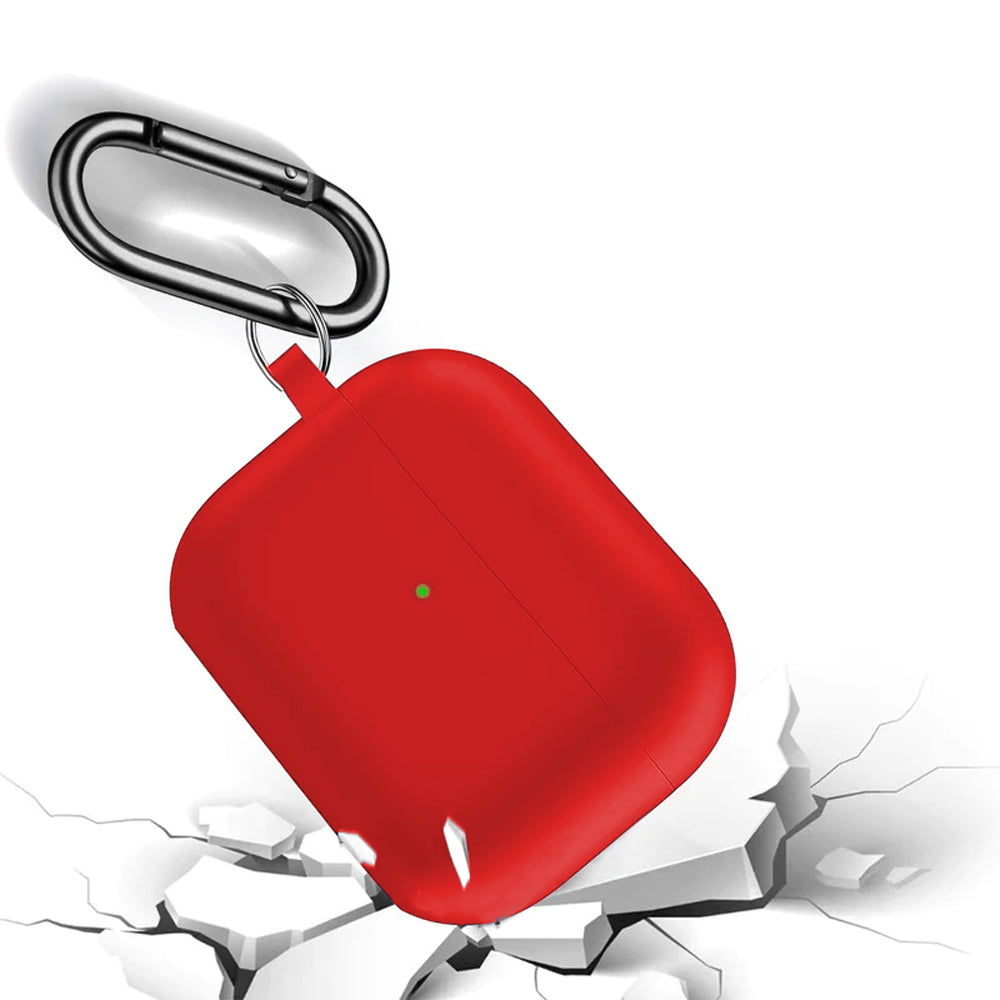 For Apple AirPods 3rd Generation Silicone Protective Case Cover with Cleaner Kit and Keychain Red