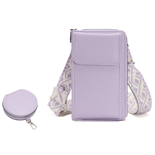 PU Leather Cell Phone Purse Women Small Crossbody Bags Cellphone Wallet Purple