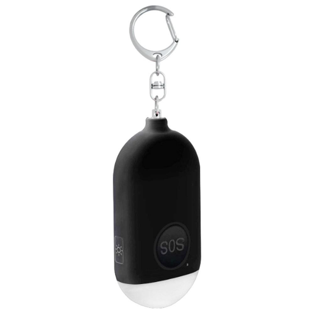 130db Personal Alarm Security Alarm with Keychain LED Flashlight Self Defense Alarm Black