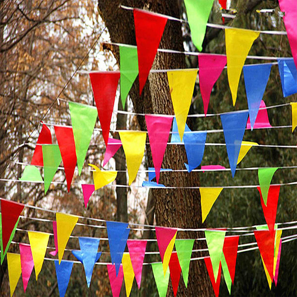 Colorful Triangle Pennant Banner Flags Set for Weddings Ceremonies Parties and Festivals
