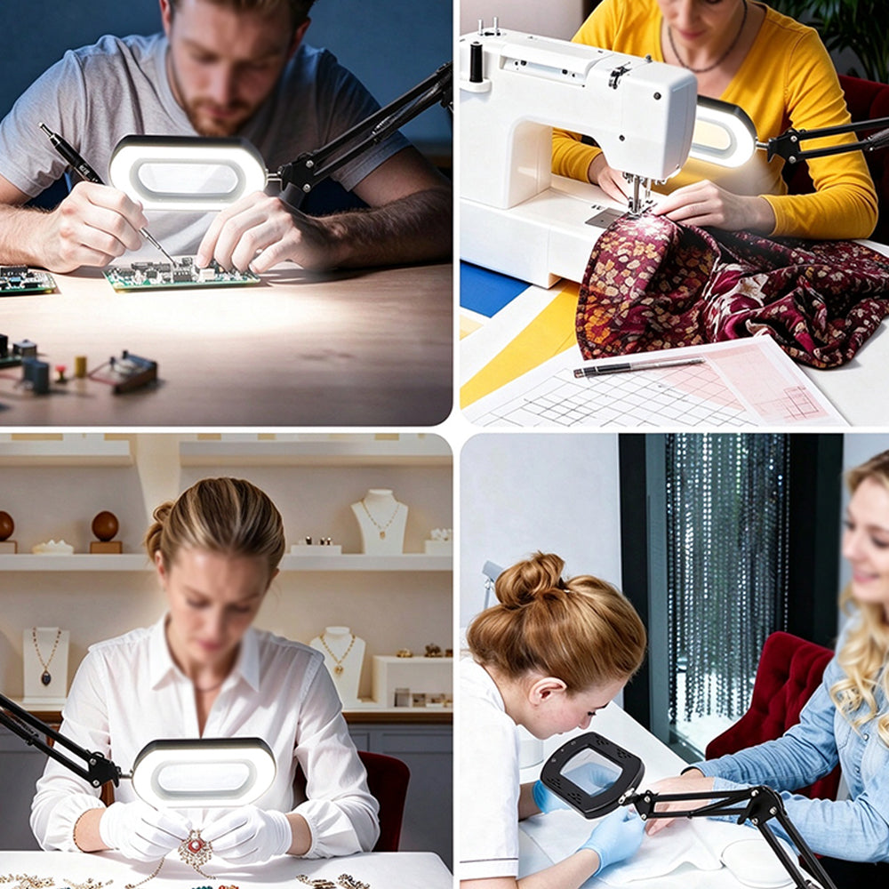 Long Arm Folding Magnifying Lamp 15X Magnification Desk Lamp