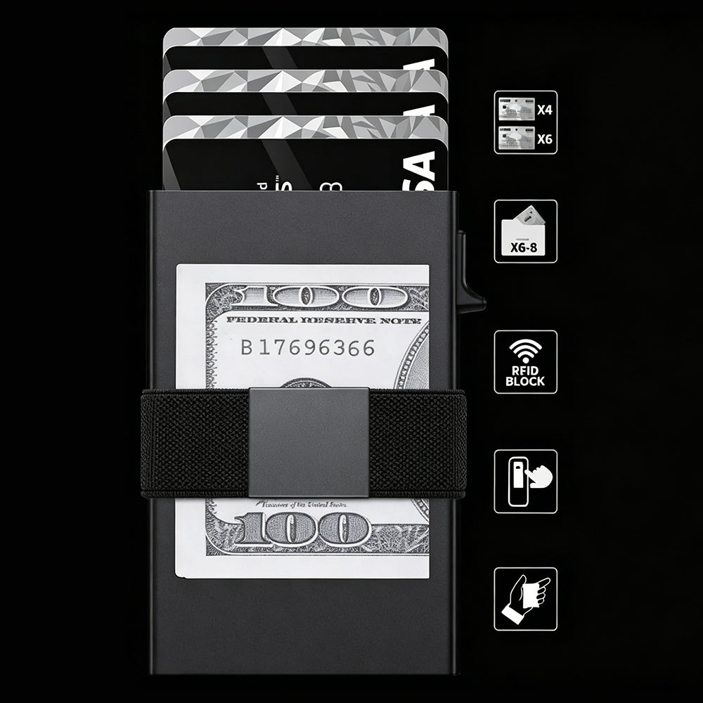 RFID Aluminum Card Holder Slim Pop Up Business Card Case for Men