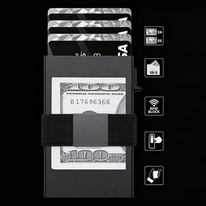RFID Aluminum Card Holder Slim Pop Up Business Card Case for Men