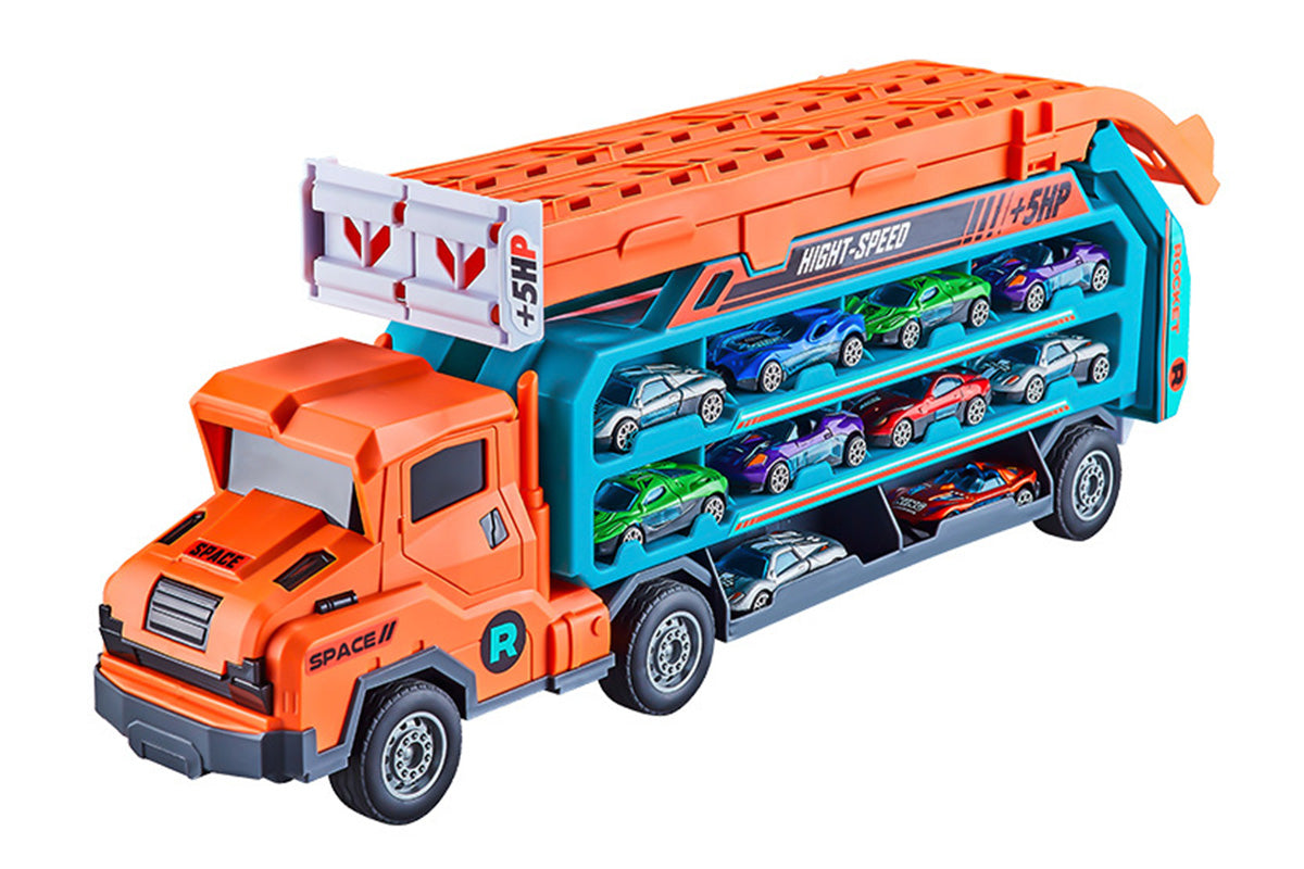 Carrier Truck Transport Car Toys Foldable 3 Layer Car Race Track Toys -Green