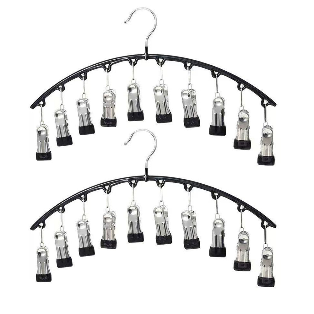 2 Pack Space-Saving 10-Clip Pants Hangers for Leggings Skirts Clothes