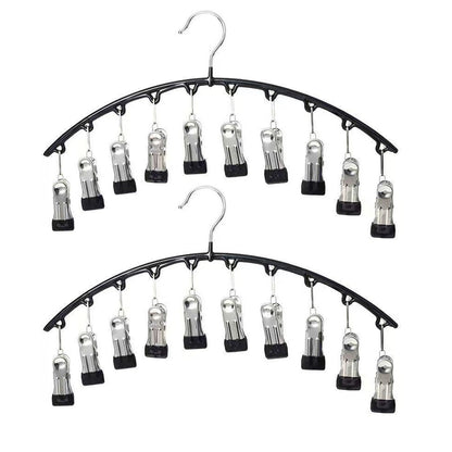 2 Pack Space-Saving 10-Clip Pants Hangers for Leggings Skirts Clothes