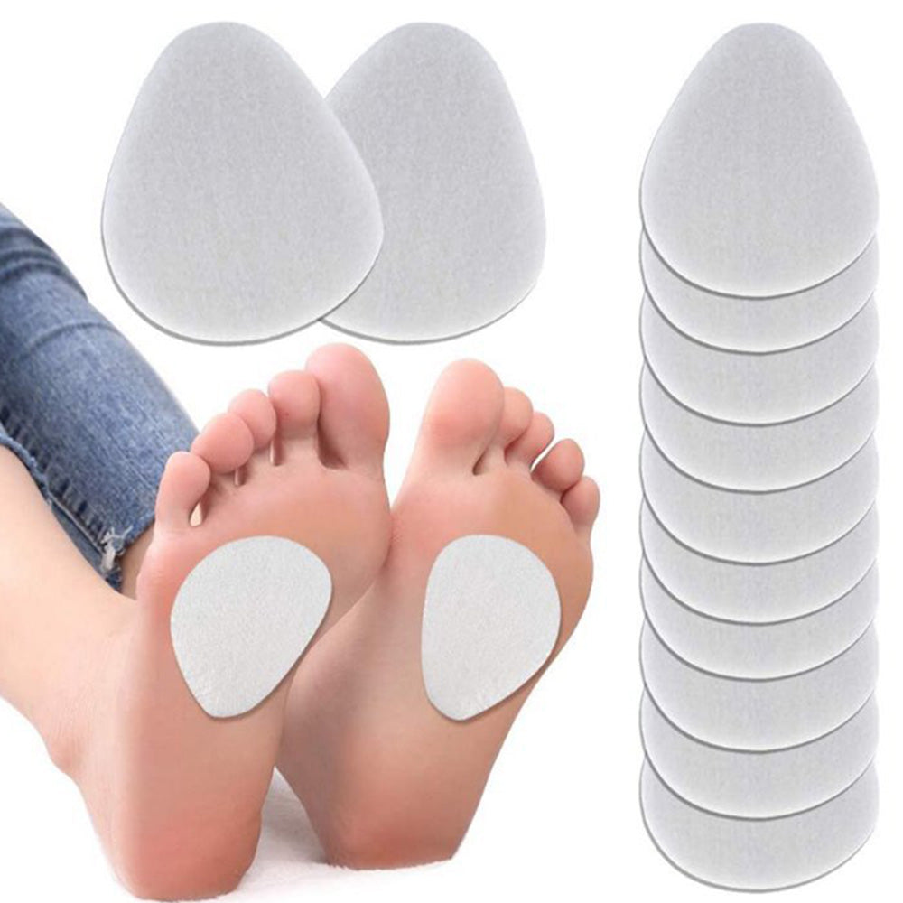 12Pcs Felt Forefoot Cushion Pads Oval Metatarsal Insoles for High Heels-White