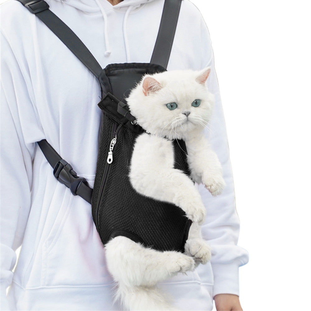 Pet Carrier Backpack for Front and Back Carrying Dogs Cats - Black