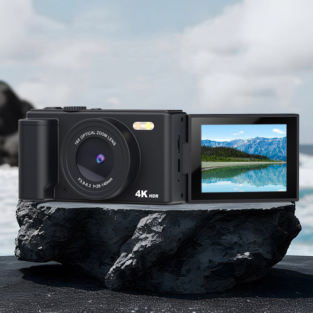 4K Digital Camera with Flip Screen and Autofocus for Vlogging and Photography Beginners Black