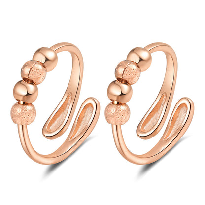 2Pcs Opening Fidget Spinner Rings for Women Adjustable Stress Spinning Rings Rose Gold