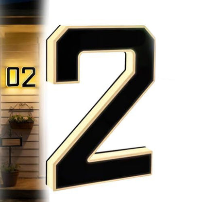 Solar Illuminated Address Sign with Light -Number 2