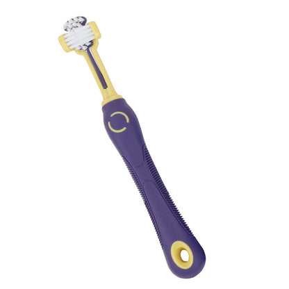 Pet Toothbrush for Dogs and Cats 3 Sided-Purple