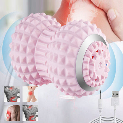 Vibrating Rolling Massage Ball with 4-Speeds Deep Tissue Trigger Point Massager Pink