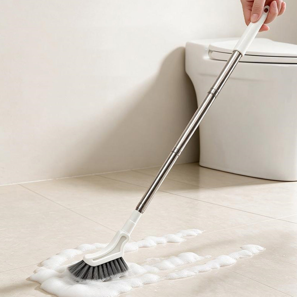 Telescopic Bathroom Cleaning Brush Tile Grout Scrubber with Stiff Bristles