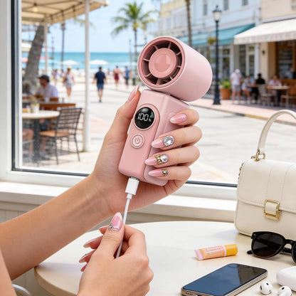 Clip On Handheld Turbo Fan with LED Display 4 Speeds and 180 Degree Tilt - Pink
