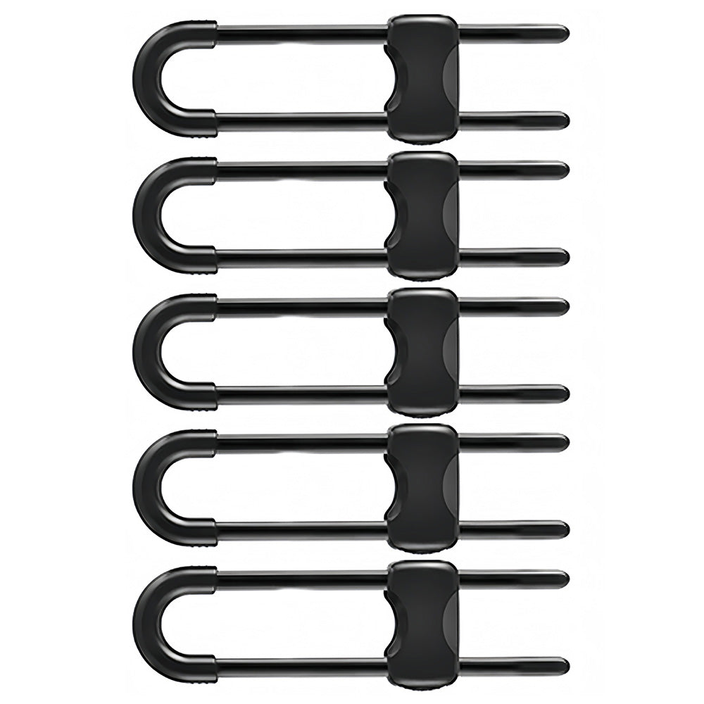 10Pcs Cabinet Locks U-Shaped Drawers Locks for Knob Handle on Door Cupboard -Black