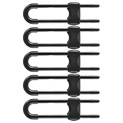 10Pcs Cabinet Locks U-Shaped Drawers Locks for Knob Handle on Door Cupboard -Black