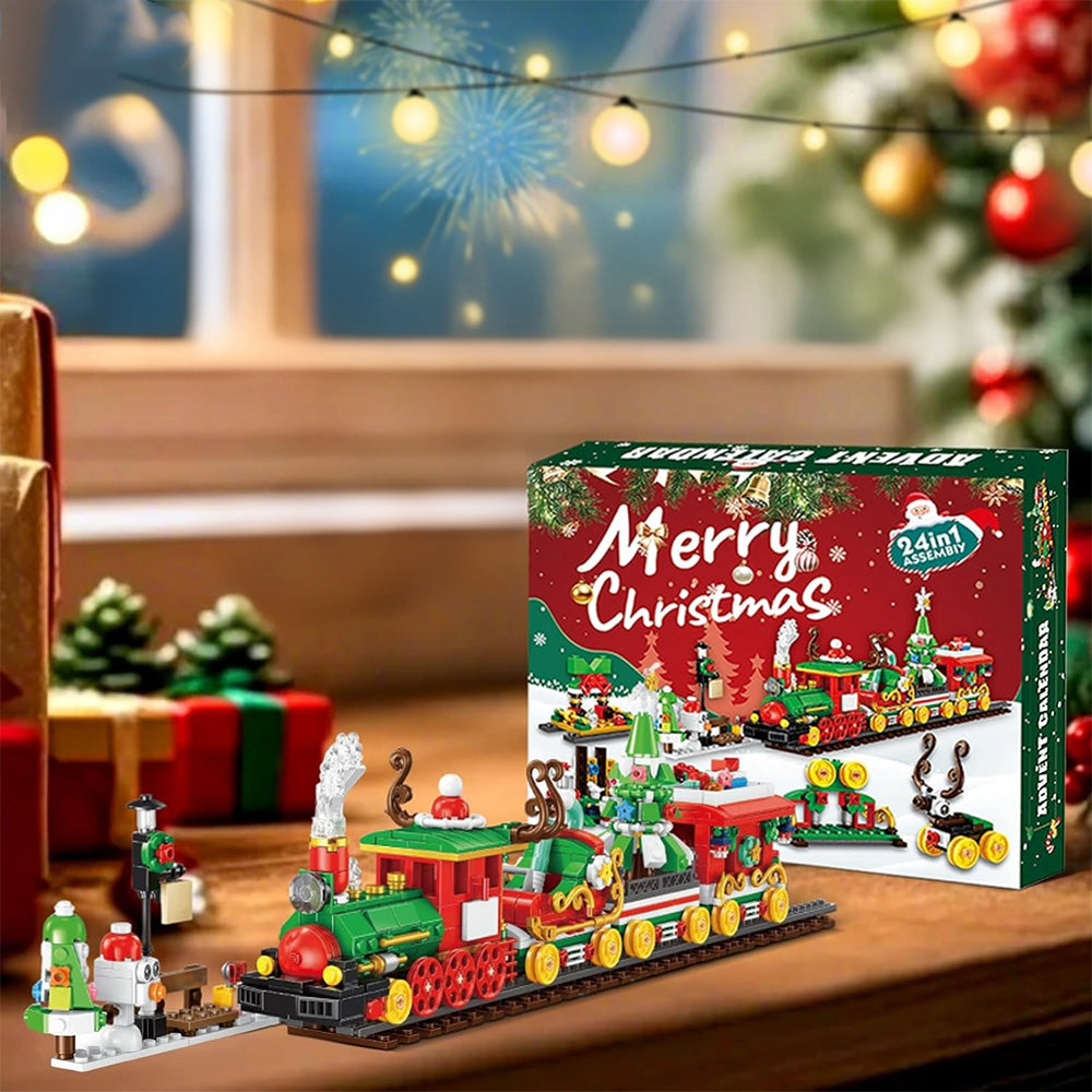 Advent Calendar Christmas Train Building Block Set ¨C Holiday Countdown Toy